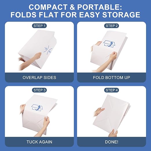 ANZON MORIES 4 Packs Trash Can 13 Gallon Disposable with 8 Waste Bags | Sturdy Cardstock, Recyclable, Splash-Resistant, Pop-Up, Foldable & Portable, for Kitchen, Parties, RV Camping & Outdoor Use