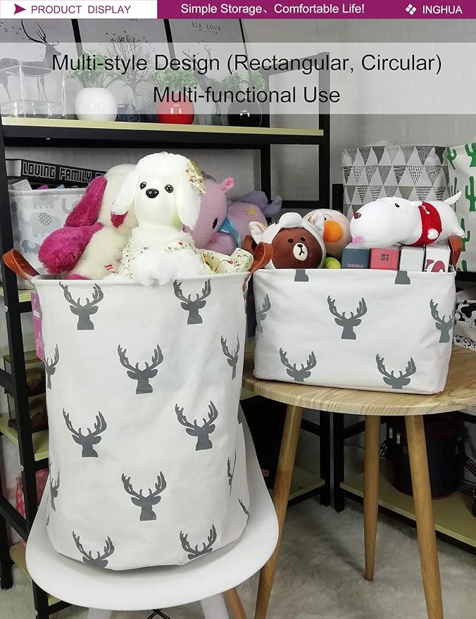 Rectangular Deer Storage Basket | Gifts Bag for Toys,Books,Clothes,Gifts,Pets-Perfect for Home,Office,Nursery,Dorm,Shelf