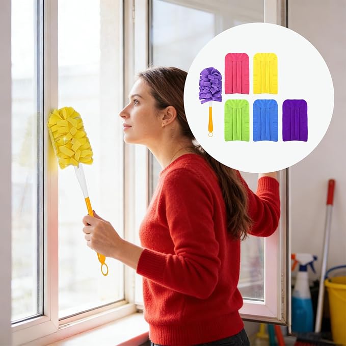 Washable Dusting Set Complete Rotation for Every Marks Needs on Surfaces Floors Household Supplies