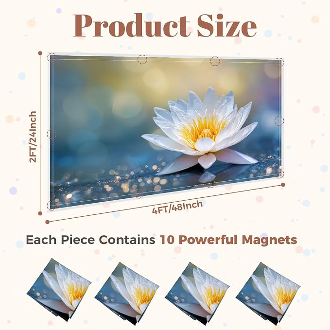 4 Pack Fluorescent Light Covers for Ceiling Lights Lotus Water Worm Glitter Sparkle Light Decorative Magnetic Light Cover Light Filters for Classroom Office Home