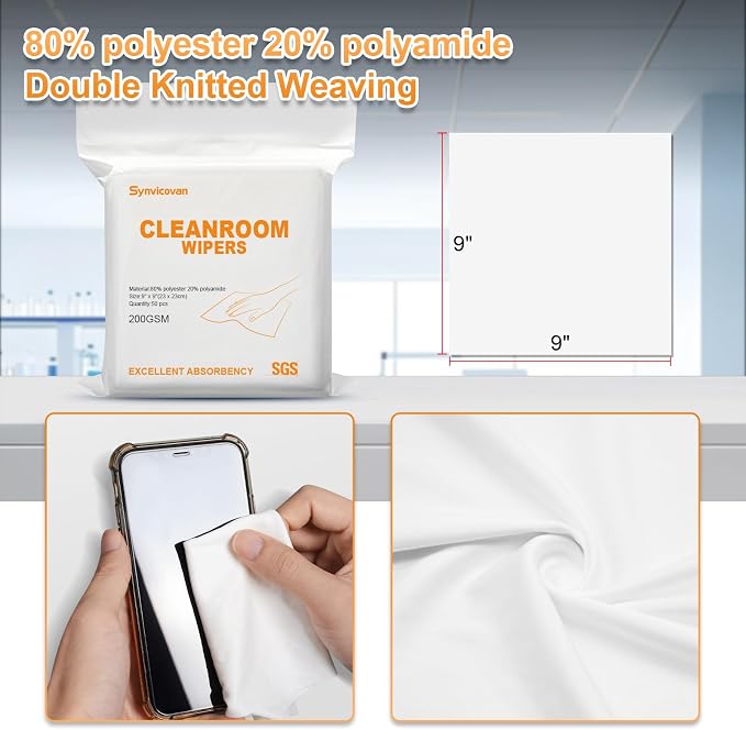 Microfiber Cloths 9"x9"(50 Pcs,200GSM) | Superfine Lint Free Cloths,Cleaning and Drying Cloths,Reusable Ultra Absorbent,for All Surface Types