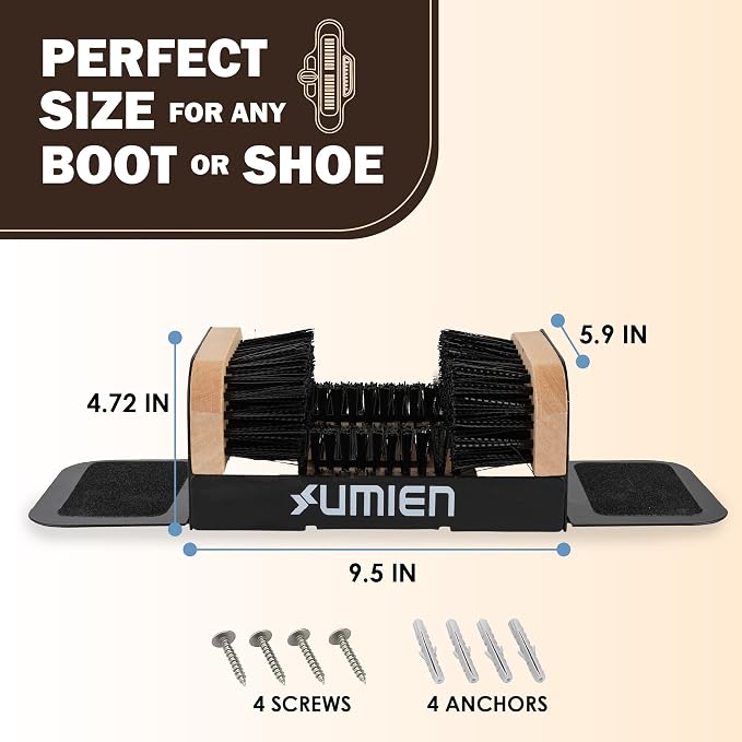 Boot Scraper Outdoor Shoe Brush with Flaps, for Mud, Dirt & Snow | Heavy-Duty Outdoor Use, Weather-Resistant, Durable Bristles, Freestanding