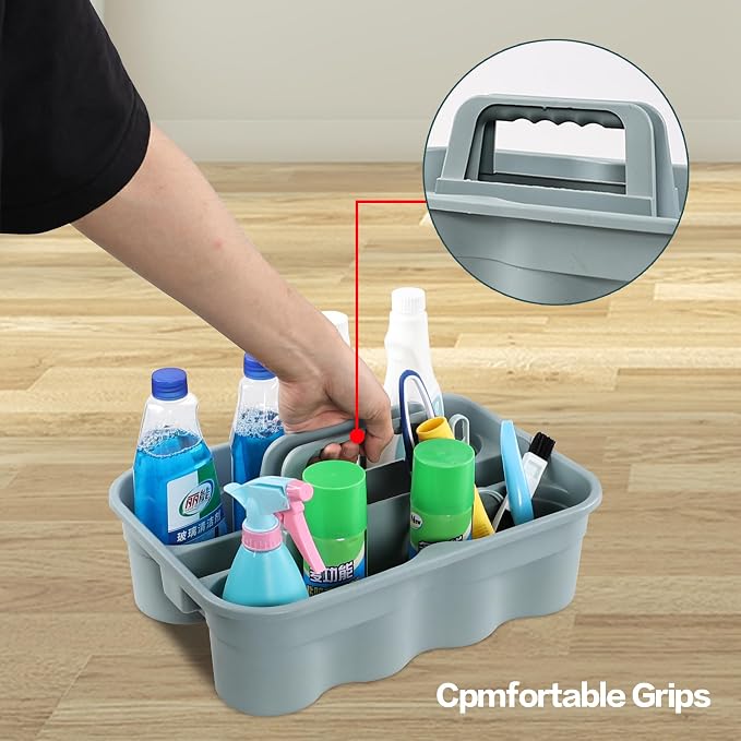 Plastic Shower Caddy Tote, 6-Pack Portable Storage Basket | Caddy Basket with Handle, Multipurpose Organizer for Bathroom, Dorm, Cleaning Supplies, Tools, Lightweight Plastic Trays