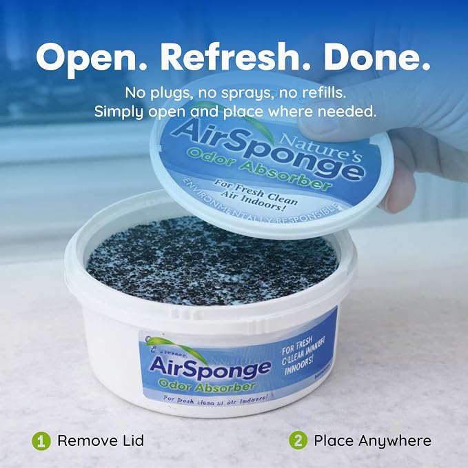 Nature's Air Sponge Odor Absorber, 1/2 Lb - 6 Pack, Set of 6 | Activated Charcoal Deodorizer for Home, Office, Car & Storage, Neutralizes Pet, Smoke & Musty Odors, Covers Up to 300 Sq. Ft.