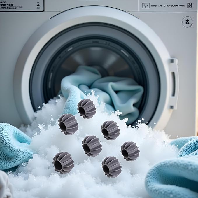6Pcs Gray Laundry Ball Silicone Clothes Hair Cleaning Tool Pet Hair Remover Laundry Lint and Pet Hair Remover Balls for Reusable Cat Washing Hair Ball Catcher Laundry Machine Lint Removers