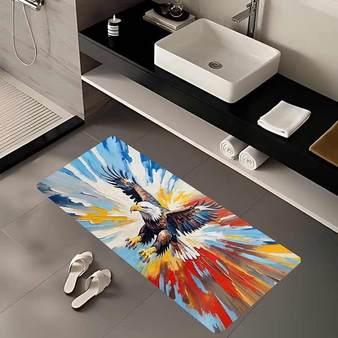 ANNA QUEEN Colorful Flying Eagle Laundry Room Rug Runner 20x47 Inch -Waterproof Non-Slip Floor Mat for Front Load Washer Dryer,American Patriotic Decor,Machine Washable