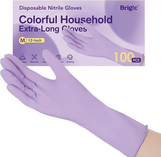 12 Inch Long Cuff Nitrile Gloves, Disposable Gloves | Extended Coverage • Textured Grip • Tear Resistant Protection