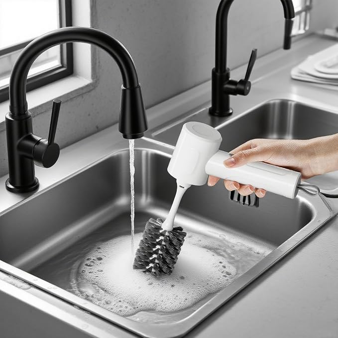 Electric Spin Scrubber, Cordless Handheld Brush, 2 Speeds | 4 Attachments1500mAh Battery IPX7 Waterproof 120-Min Runtime for Kitchen Bathroom Stovetop Glass Car
