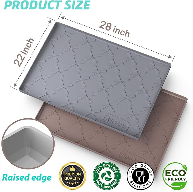 SIKADEER Waterproof Under Sink Mat Silicone 28" x 22" Kitchen Cabinet liner | BPA-Free Silicone Mat with Raised Lip Protects Cabinets from Leaks, Versatile Home Organizer for Bathroom, Pets, Boots, Floor