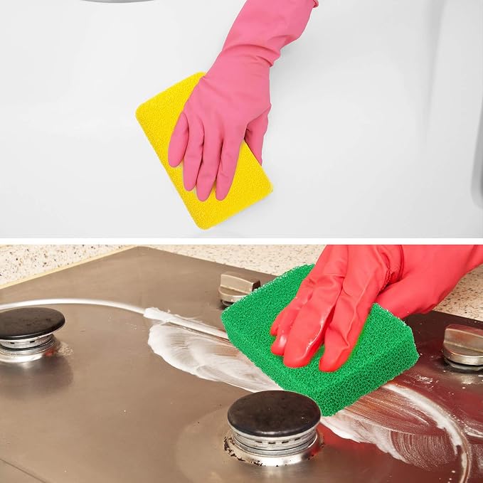 Patelai 10 Pcs Silicone Sponge for Dishes, Kitchen Silicone Dish Scrubber | Reusable Scrubbing Sponge, Non Scratch Surface, Dishwasher Safe, Multicolor Set