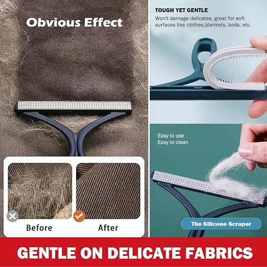Pet Hair Remover 3-Pack, Reusable Dog & Cat Hair Removal Tools, Lint Shaver | Remove Stubborn Pet Hair, Multi-Fabric Safe, Fur & Lint Cleaner for Couch, Carpets, Cat Trees, Car Mats, Furniture, Pet Bed