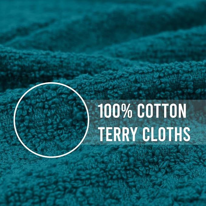 DAN RIVER Premium Dish Cloth 100% Cotton 12 X 12 Inches |Pack of 8|-Teal | Terry Kitchen Towels Ultra Soft Tea Towels-Highly Absorbent Kitchen Rags-Terry Dishcloth for Kitchen and Household Cleaning