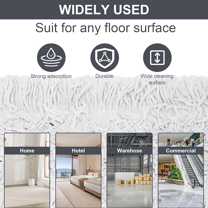 KeFanta 36" Commercial Dust Mops,Industrial Heavy Duty Floor Duster,Grey | Floor Cleaning, 2 Large Replacement Mop Heads, Wet Dry Sweeper Broom for Hardwood,Tile,Concrete,Laminate,Garage Floors