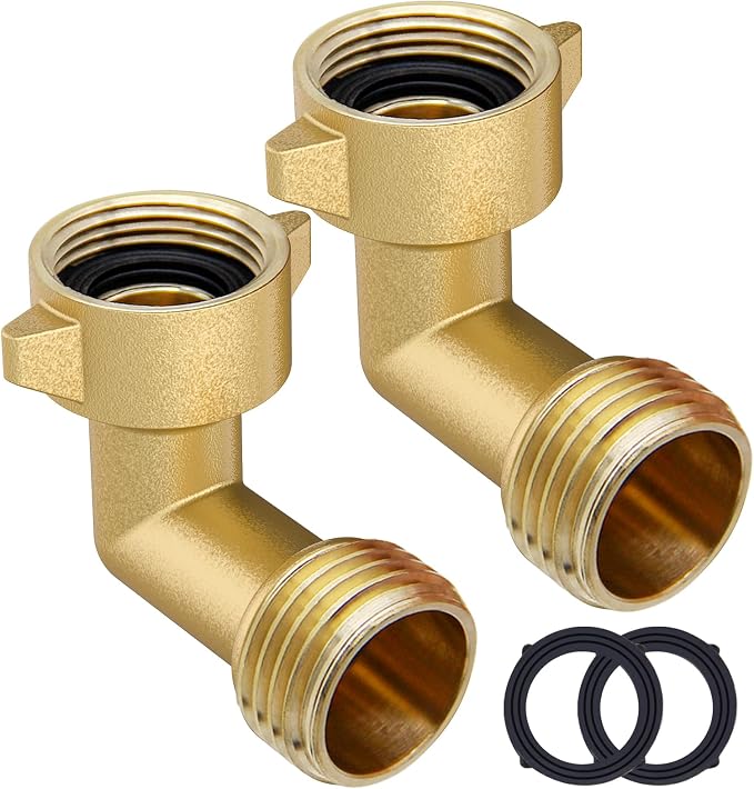 Twinkle Star 90 Degree Garden Hose Elbow, 2 Pack | 3/4" RV 90 Degree Water Hose Elbow with 2 O-rings