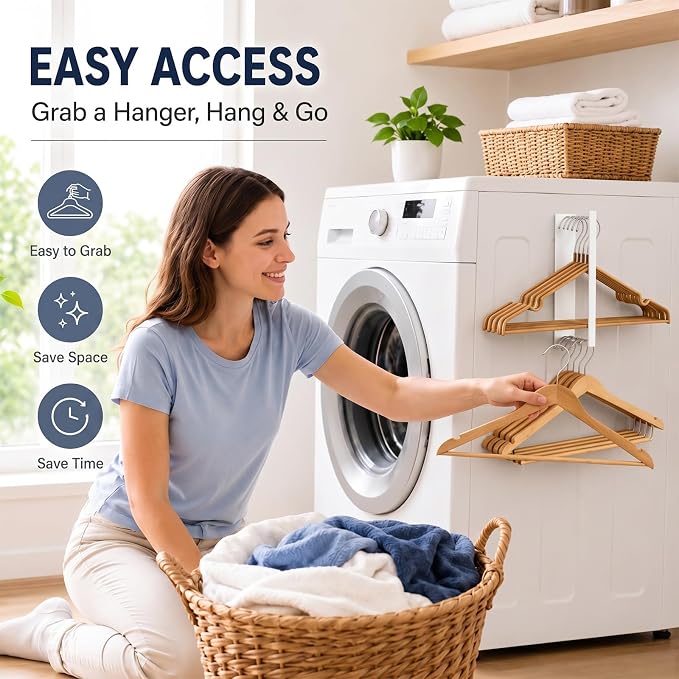 Magnetic Hanger Organizer for Washing Machine & Closet Laundry Room, Hanger Storage Rack Stacker