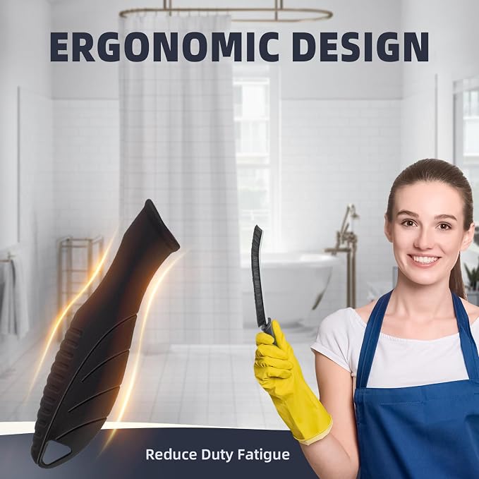 FOOGWEE Hard Bristle Crevice Cleaning Brush - Home Cleaning Tools, Multi-Purpose Crevice Supplies for Kitchen, Bathroom, Toilet, Window, Vehicle, Faucets, Grout, Home (6, Black)