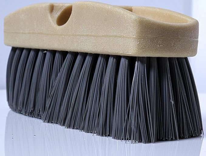 Guttermaster Grey Flow Through Essential Flagged-End Brush Head, 8-Inch | GM-214P-8 Oblong medium stiff bristle brush for floor, desk scrub, compatible with pole handle