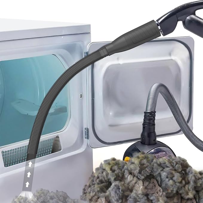 PetOde Dryer Vent Cleaner Kit – Dryer Vent Vacuum Hose Attachment Black | Dryer Vent Cleaning Hose Reach Deep Inside Vents - Remove Hidden Lint, Speed Drying & Reduce Fire Risk