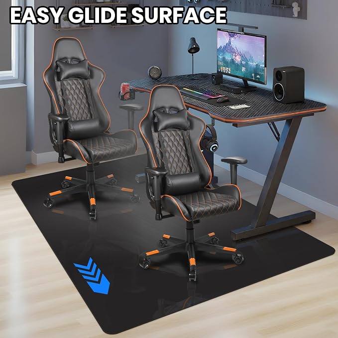 Black Office Chair Mat for Hardwood Floor, 48 x 60 in Desk Floor Protector | Heavy Duty Plastic Floor Mat, Smooth Rolling, Easy to Clean, Protects Wood & Tile Floors, Ideal for Computer & Gaming Chairs