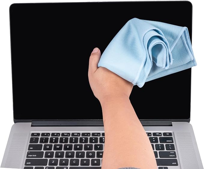 KLNYOO Microfiber Glass Cleaning Cloths Lint Free Streak Free Quickly and Easily Clean Windows & Mirrors Without Chemicals Polishing Cloth 16x16 Inch 8 Pack (Blue+ Grey)