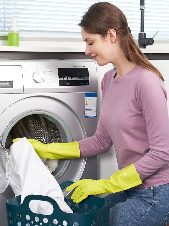 LANON 3 Pairs wahoo Cleaning Gloves,Cotton Flocked Liner,Bud Tender,Large | Skin-Friendly,Dish Washing,Reusable,Latex Free,DEHP-Free,Non-Slip,Dishwashing Household Kitchen Gloves