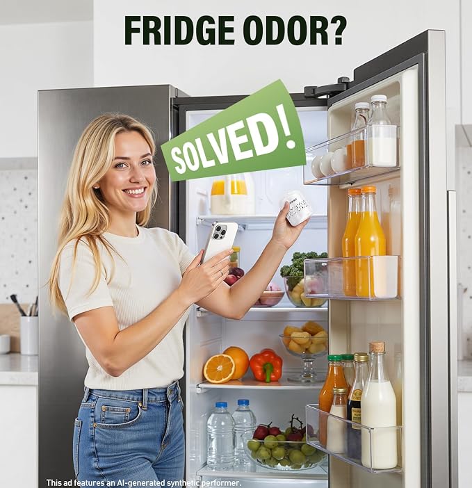 Fridge Deodorizer,Lasts Up to 10 Years,Stainless Steel,Ceramic White | Unbox and place in fridge; refrigerator deodorizer, fridge odor eliminator, no refills, baking soda fridge alternative
