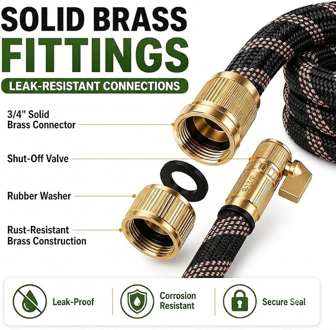 Flexible Garden Hose 100ft,Ultra Lightweight Water Hoses,Leak-Proof,Sturdy | Anti-burst Fabric with 10 Function Sprayer and 3/4" Solid Brass Fittings,Kink-Free&expandable,hose for Yard,Lawn,Outdoor