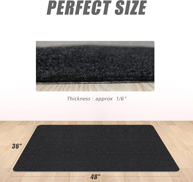 Sycoodeal Office Chair Mat for Hardwood Floor,Office Computer Gaming Chair Mat for Tile Floor,Large Floor Protector Rug,Anti-Slip,Easy to Clean,Pure Black(48"x36")