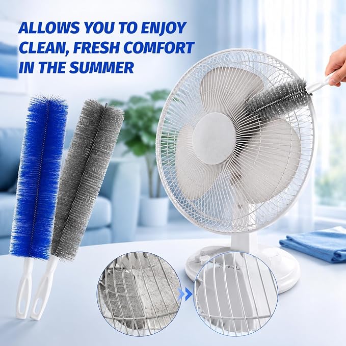 2Pcs Fan Cleaning Brush,Bendable Dust Collector,Car Dust Collectors,Ultra-Fine Fiber Brush Head,Suitable for Ceiling Fan Blades,Ventilation Openings,Curtains,Cars-Reusable Dust Collector