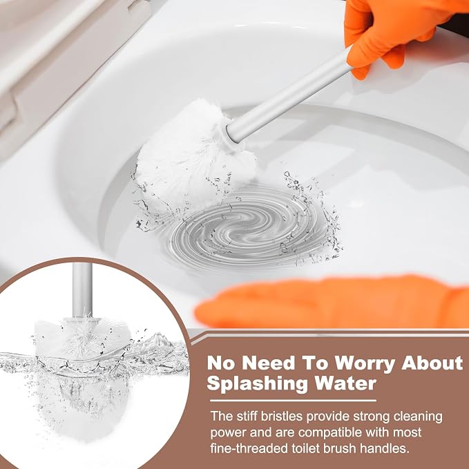 uxcell 2 Pcs Toilet Brush Set Replacement Head, 13.8 Inch Toilet Brush Refills with Handle, Bathroom Cleaning Tool Restroom Accessories for Bathtubs Bathroom Home Apartments Office, White