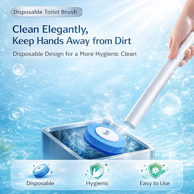 Disposable Toilet Cleaning System with 40 Refills, Toilet Wand Kit with Holder, Wall Mounted Toilet Brush Set for Deep Cleaning Bathroom Bowl, Hygienic Toilet Bowl Cleaner Kit (1PCS40)