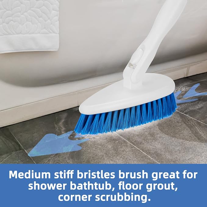 Qaestfy Shower Bathtub Tub and Tile Scrubber Brush with 51'' Adjustable Long Handle Cleaning Brushes Lock in Place Scrub Brush Head for Bathroom Wall Floor Scrubbing Model QAE008