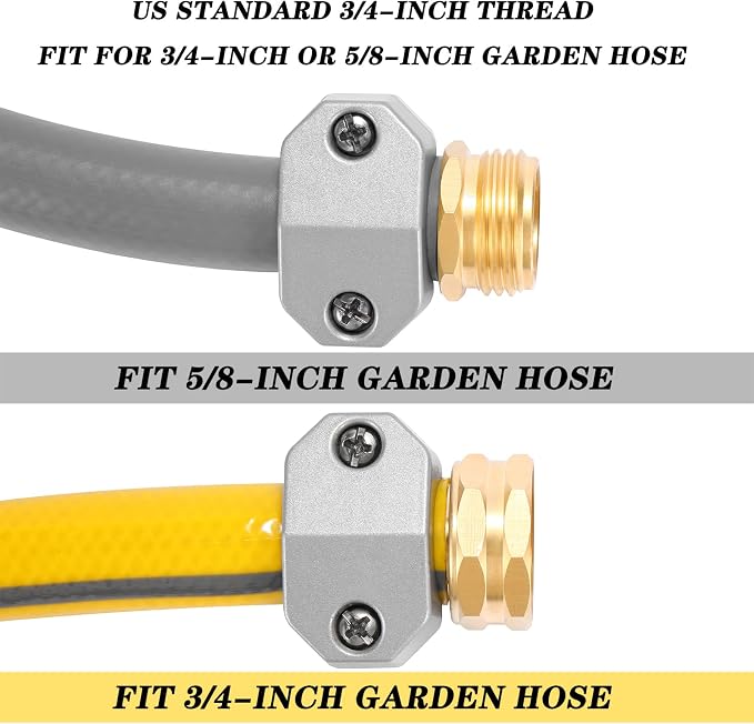 Zinc and Aluminum Male and Female Coupling, Fits All 5/8-Inch and 3/4-Inch Garden Hose Repair Fitting, 2 Pack(Female & Male) | Zinc and Aluminum Hose End Repair