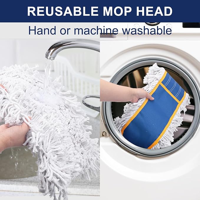 KeFanta 24" Commercial Dust Mop Replacement Heads,3 Pack Reusable Pads | Industrial Washable Cotton Dust Mop Refill for Floor Cleaning & Janitorial Supplies,Only Compatible with Kefanta Dust Mops