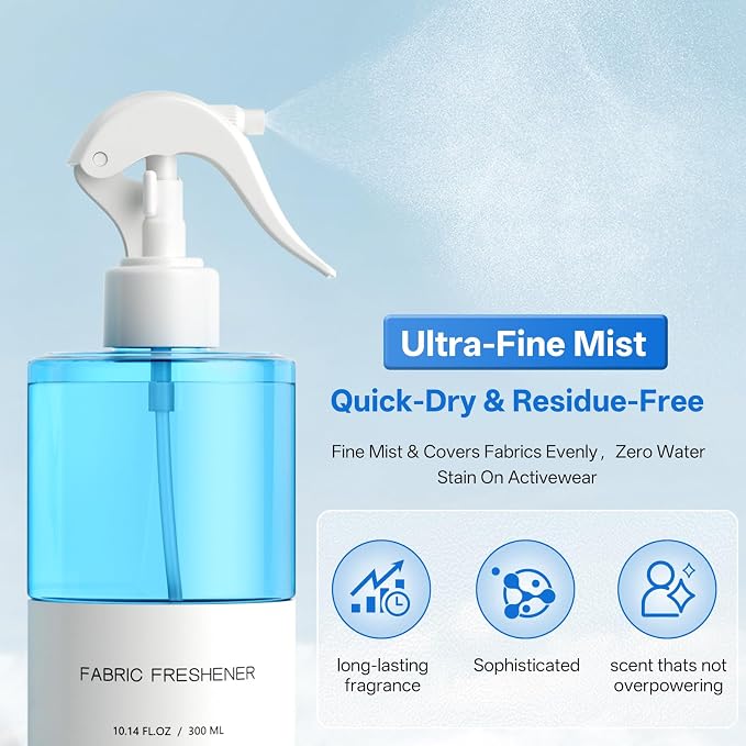 Odor Eliminator Fabric Spray Air Freshener, Long-Lasting Fresh Scent | Clothes & Room Deodorizer, Linen Spray, for Couches, Carpets & Bedding, Alcohol-Free, Safe for Kids & Pets, 10.14 OZ, 2-PK