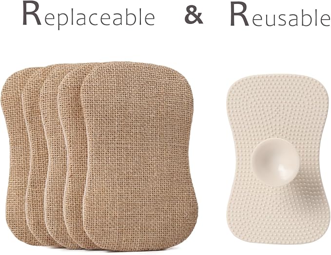 Eco-Friendly Dish Sponges Plastic Free Sponge Scrubber Compostable Dish Scrubber, Biodegradable Scrub Pads Non-Scratch Silicone Sponges with Suction Cup for Storage & Air-Drying
