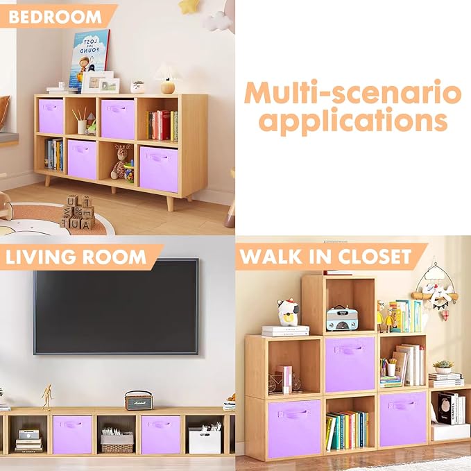 ShellKingdom Storage Bins, Foldable Fabric Storage Cubes And Cloth Storage | Storage Organizer For Closet And Toys, 10.5x10.5x11 INCH, 2 Pack (Lavender)