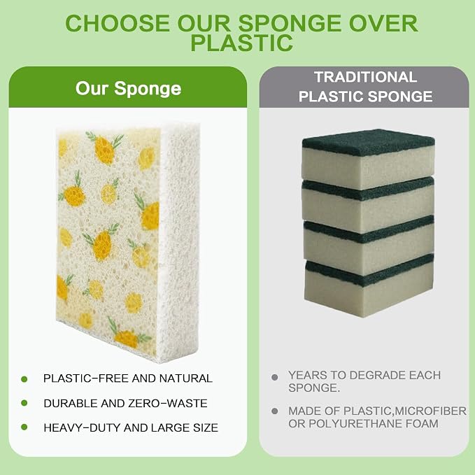 Scratch Scrub Sponge, 6 - Pack Kitchen Sponges for Cleaning Around the Home, Bathroom & More, Large Size Scratch-Free Dish Scrubber, Best for Nonstick Pots and Pans (4" x 6" x 1",Lemon)