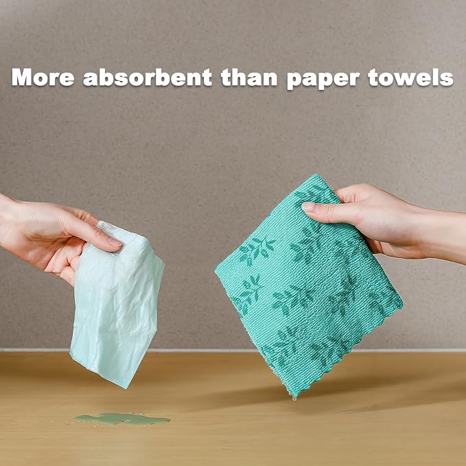 Microfiber Cleaning Cloth Roll,80 Pack Cleaning Towels,Lint Free Rags Paper Towels & Tear Away Reusable Towels,Washable Shop Rags Floral Wipe Cloth,Wash Cloths Dish Rags for Car Kitchen Window