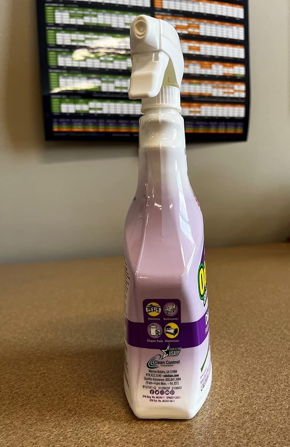 OdoBan Ready-to-Use Disinfectant and Odor Eliminator, Set of 4 Spray Bottles, 32 Ounces Each, Lavender Scent