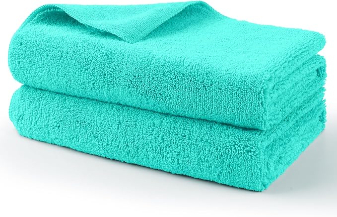 HOMEXCEL Professional Large Microfiber Car Drying Towels 2 Pack, 31" x 24" | Highly Absorbent, Lint Free, Scratch Free, Fast Drying, Absorbent Microfiber Towel for Cars SUVs RVs Trucks Boats, Green