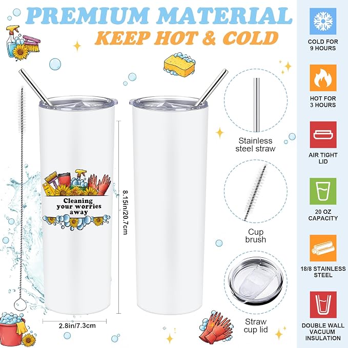 Sieral Housekeeping EVS Week Appreciation Gift, Cleaning Lady, Black | Insulated Tumbler 20oz & Large Tote Bag Set for Women Custodian School Healthcare Cleaning Crew House Cleaner Maid Janitor