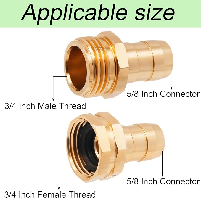 Triumpeek Garden Hose Repair Connector, 4 Sets, Aluminum | With Clamps, Water Hose End Replacement, Fit for 3/4" and 5/8" Garden Hose Fittings