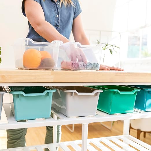 ECR4Kids Scoop Front Storage Bin, Multipurpose Organization, Contemporary, 5-Piece | Durable plastic, GREENGUARD Gold Certified, 1.2 gallon capacity, lightweight & nestable, built-in handle, classroom/home use