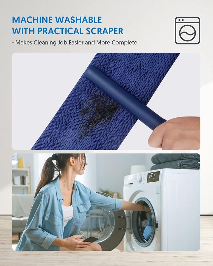 BPAWA Microfiber Mops for Floor Cleaning: Flat Mop for Wood Laminate Tile | 4 Washable Chenille Pads fit for Swiffer PowerMop, 59" Adjustable Handle, Dry Wet Mopping Home Hardwood Vinyl Multi-surfaces