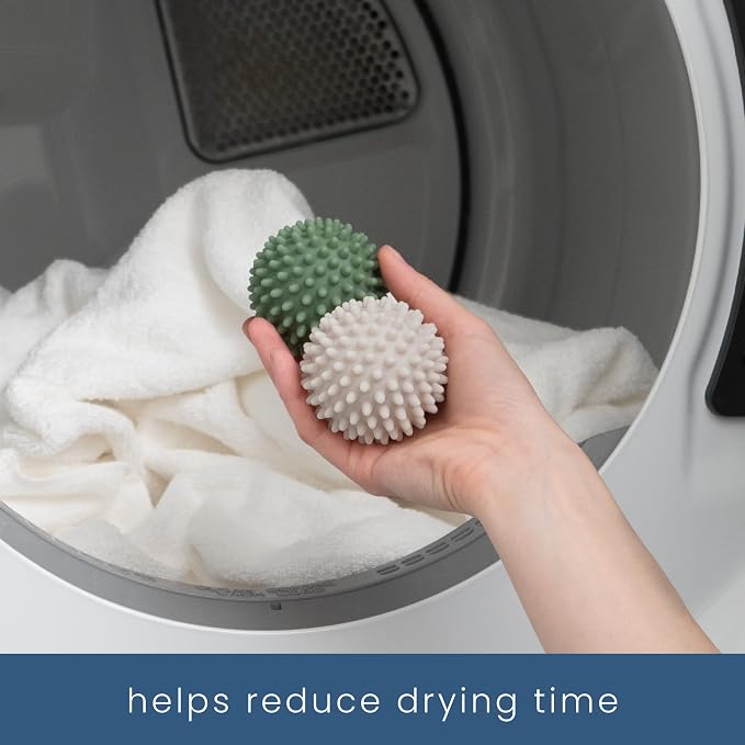 S&T INC. Reusable Plastic Dryer Balls, 6 Pack, 2.5" Diameter, Sage & Green | Dryer Balls, Fabric Softener for Laundry, Reusable, Cut Down Dry Time, Replaces Dryer Sheets