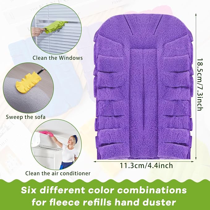 Zubebe 50 Pcs Reusable Duster Refills Fleece,Dark Color | Soft Polyester Fiber Flat Duster Refill Multi Surface Washable Cleaning Pad Tools for Home, Blinds, Car, Pet, Furniture, Fans
