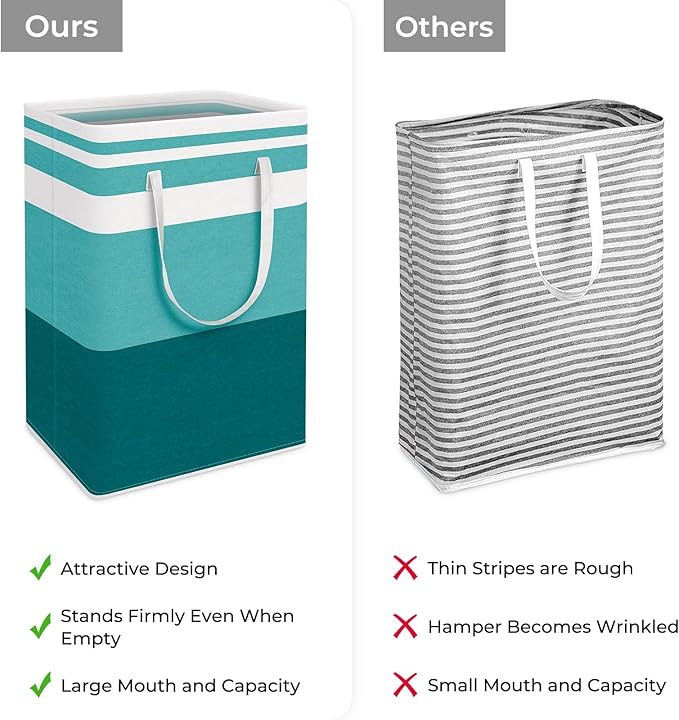 HomeHacks 2 Pack Large Laundry Baskets, Laundry Hampers Bags (Green 75Lx2) | Waterproof, Freestanding, Collapsible Clothes Hamper with Reinforced Handles in Laundry Room, Dorm, Bathroom, Bedroom