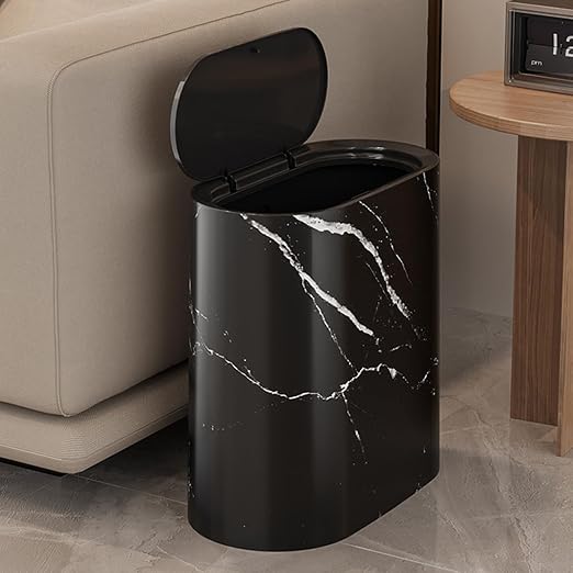 Slim Trash Can with Lid, 2.6 Gallons / 12 Liter Compact Plastic Small Slim Garbage Can with Lid,Easy to Clean Durable Trash Bin for Bedroom,Bathroom,Kitchen,Compact Spaces,Office,Dorms