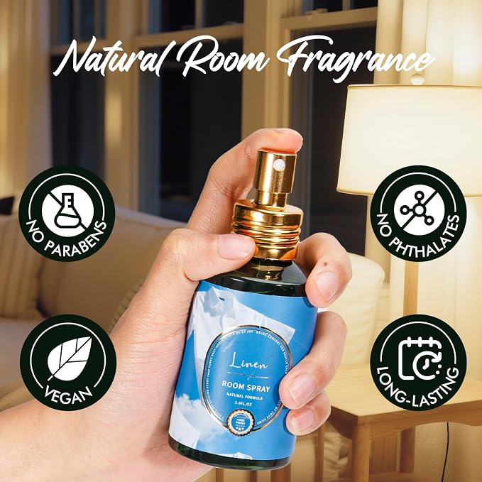 Azulfra Linen Room Spray 2 Pack, Long-Lasting Air Freshener 6.8 Fl Oz | Concentrated Room Spray, Odor Eliminator for Home, Bathroom, Bedroom & Office
